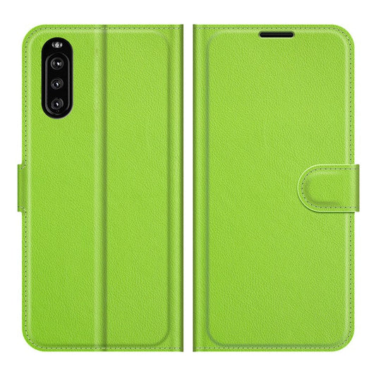 Litchi Skin Wallet Stand Leather Protection Case for Sony Xperia 10 III 5G / Xperia 10 III Lite - Green