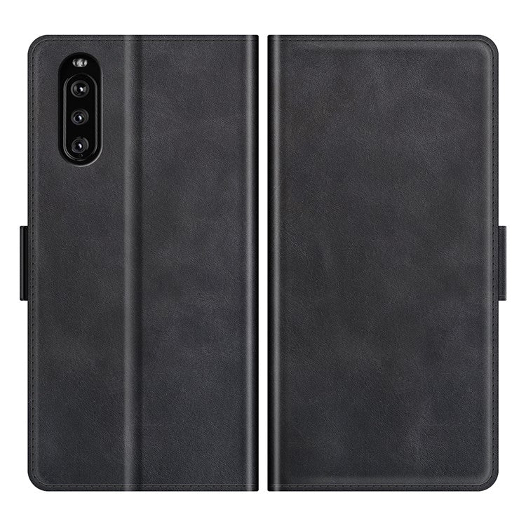 Magnetic Double Clasp PU Leather Wallet Stand Case Shell for Sony Xperia 10 III 5G / Xperia 10 III Lite - Black