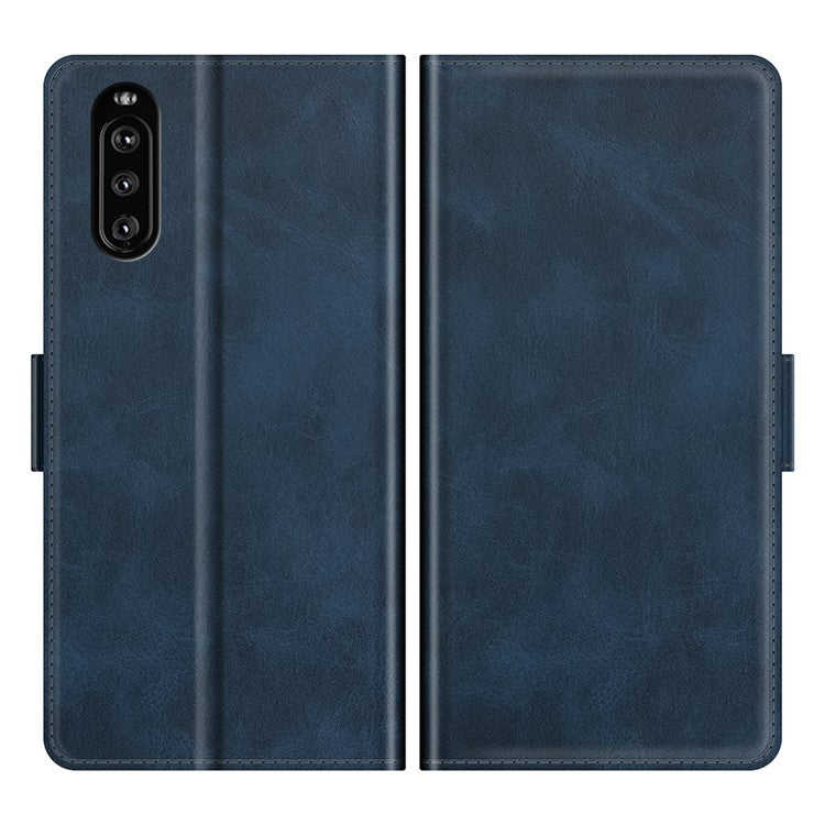 Magnetic Double Clasp PU Leather Wallet Stand Case Shell for Sony Xperia 10 III 5G / Xperia 10 III Lite - Blue