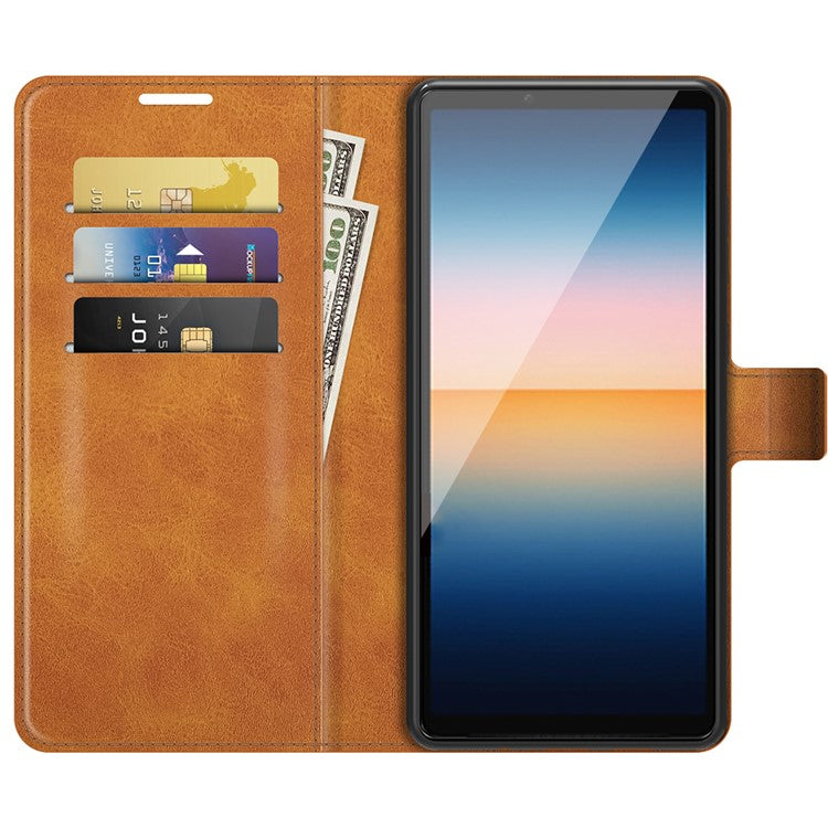 Magnetic Clasp Leather Wallet Standing Protective Case Cover for Sony Xperia 10 III 5G - Orange