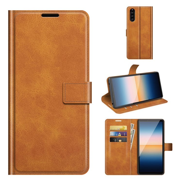 Magnetic Clasp Leather Wallet Standing Protective Case Cover for Sony Xperia 10 III 5G - Orange