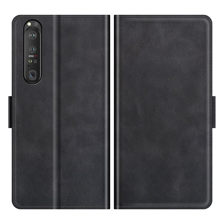 Magnetic Double Clasp PU Leather Wallet Stand Case Flip Cover for Sony Xperia 1 III 5G - Black