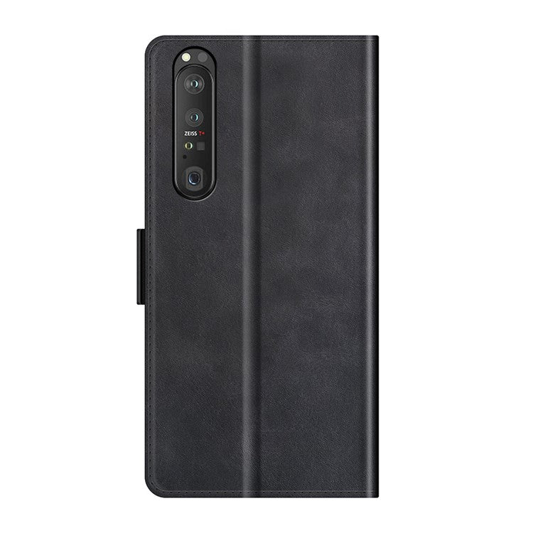 Magnetic Double Clasp PU Leather Wallet Stand Case Flip Cover for Sony Xperia 1 III 5G - Black