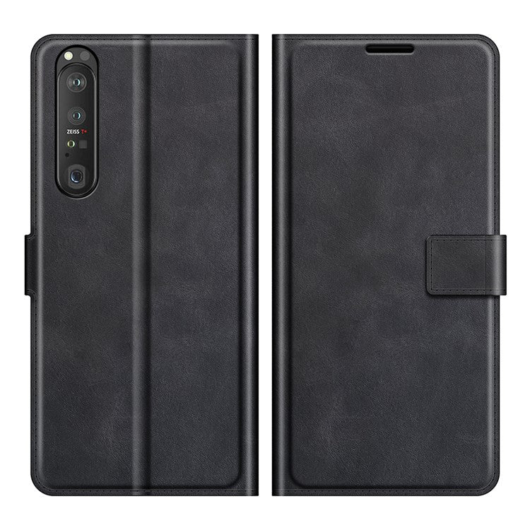 Magnetic Clasp Shockproof Phone Case Wallet Stand Flip Leather Cover for Sony Xperia 1 III 5G - Black