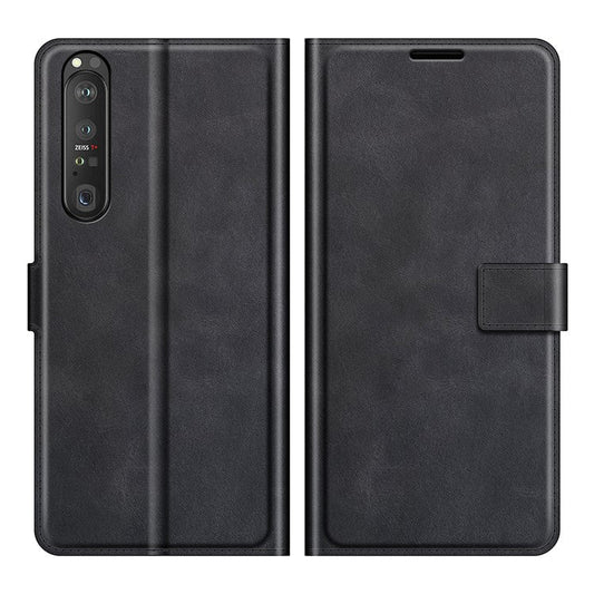 Magnetic Clasp Shockproof Phone Case Wallet Stand Flip Leather Cover for Sony Xperia 1 III 5G - Black