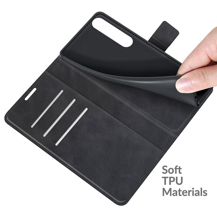 Magnetic Clasp Shockproof Phone Case Wallet Stand Flip Leather Cover for Sony Xperia 1 III 5G - Black