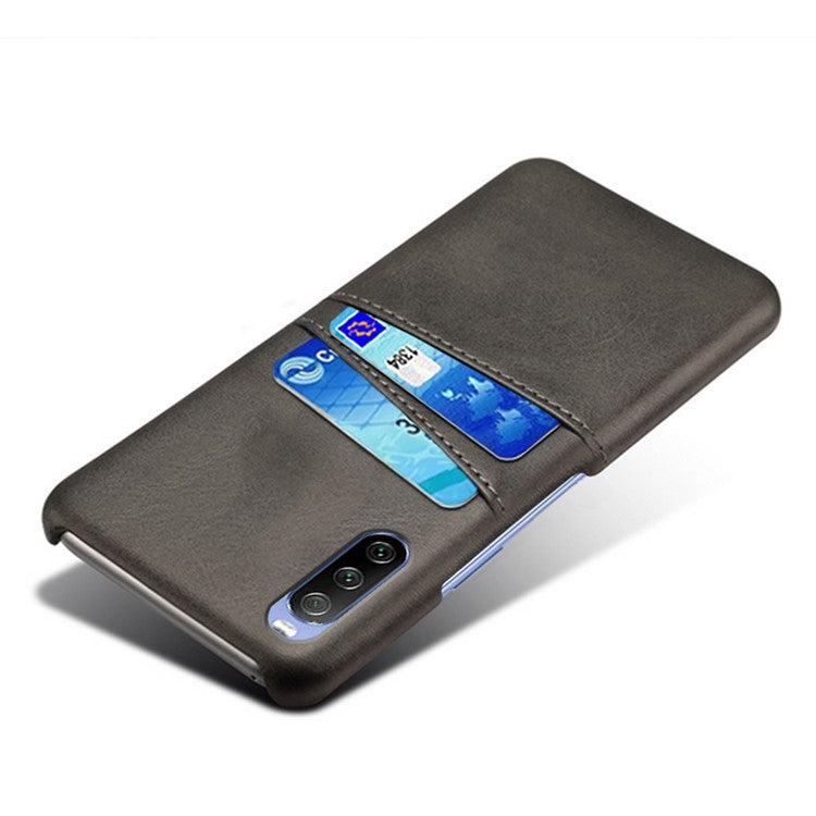 KSQ Double Card Slots PU Leather Coated PC Shell for Sony Xperia 10 III 5G - Black