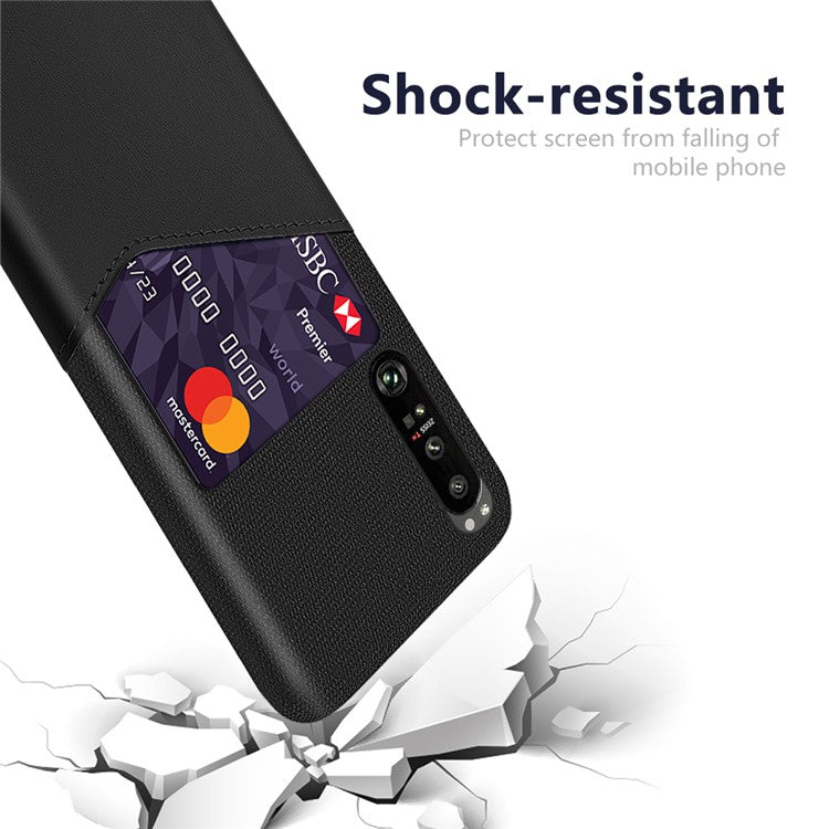 KSQ Cloth + Leather + PC Well-Protected Phone Case with Card Slot Design for Sony Xperia 1 III 5G - Black