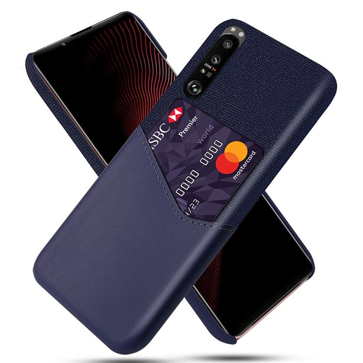 KSQ Cloth + Leather + PC Well-Protected Phone Case with Card Slot Design for Sony Xperia 1 III 5G - Blue