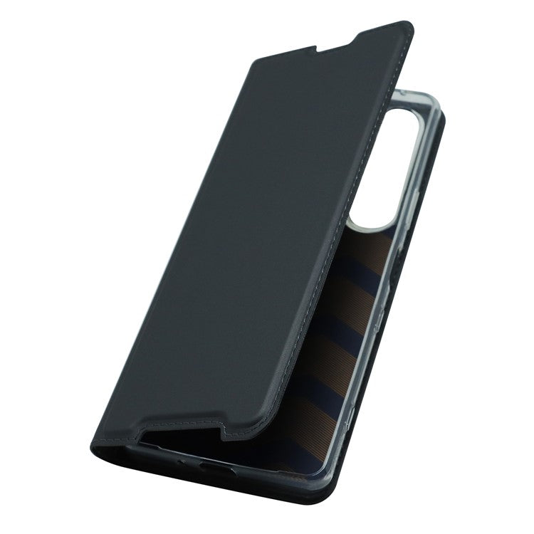 Auto-absorbed Stand Leather Mobile Phone Case Shell Cover with Card Holder for Sony Xperia 1 III 5G - Black