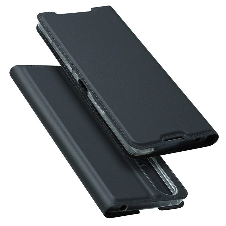 Auto-absorbed Stand Leather Mobile Phone Case Shell Cover with Card Holder for Sony Xperia 1 III 5G - Black