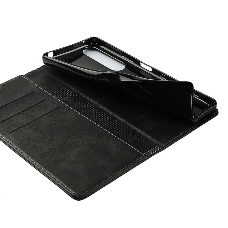 Auto-absorbed Wallet Leather Stand Shell for Sony Xperia 1 III 5G - Black