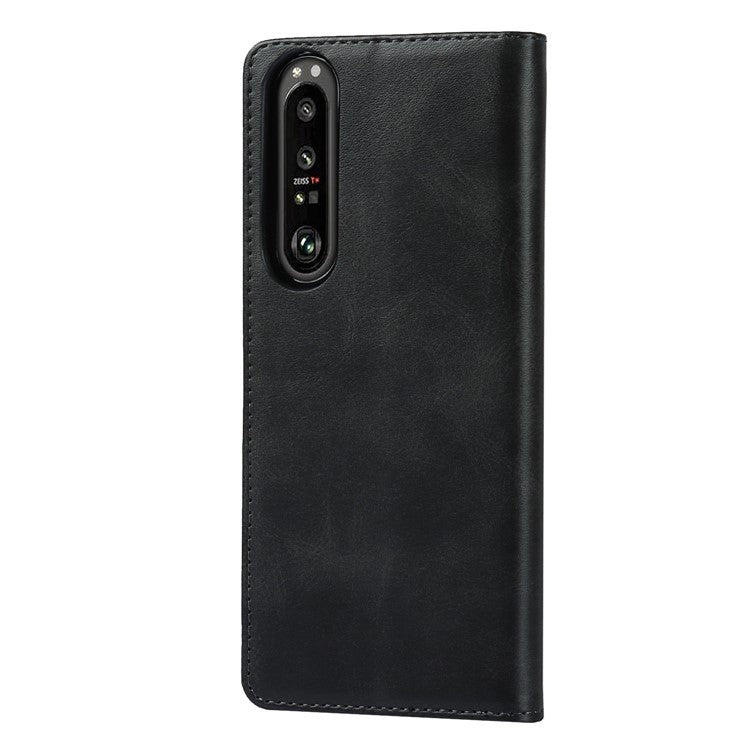 Auto-absorbed Wallet Leather Stand Shell for Sony Xperia 1 III 5G - Black