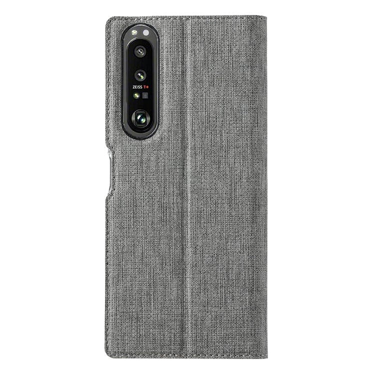 VILI DMX Cross Texture Leather Stand Case for Sony Xperia 1 III 5G - Grey