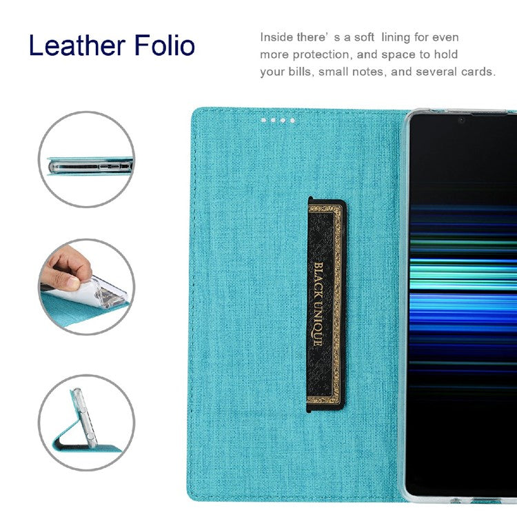 VILI DMX Cross Texture Leather Stand Case for Sony Xperia 1 III 5G - Blue