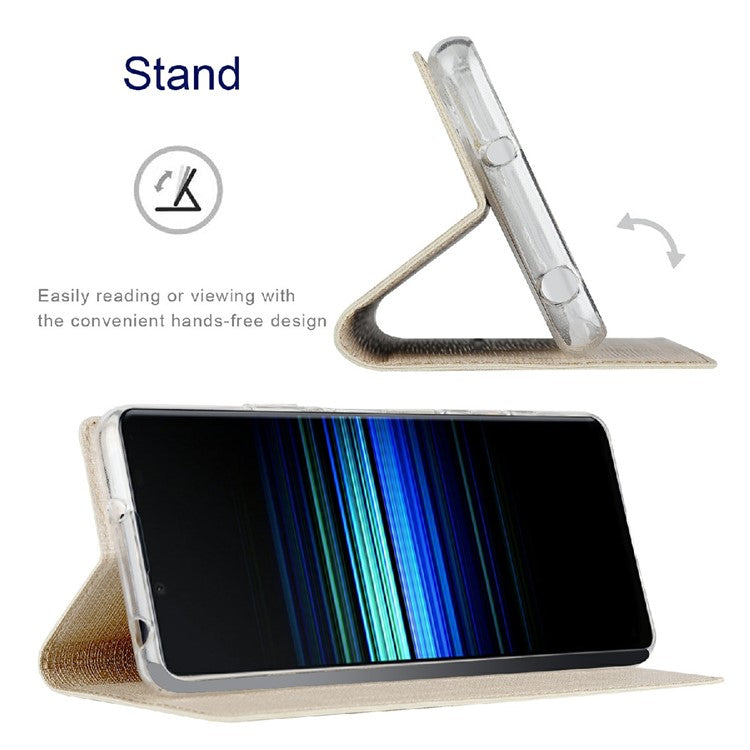 VILI DMX Cross Texture Leather Stand Case for Sony Xperia 1 III 5G - Beige