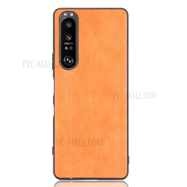 For Sony Sony Xperia 1 III 5G PU Leather Coated PC Mobile Case Litchi Texture Back Phone Cover - Yellow