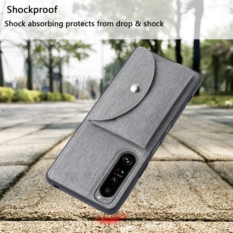 VILI T Series Leather Skin TPU Shell with Movable Magnetic-Absorbed Wallet for Sony Xperia 1 III 5G - Grey