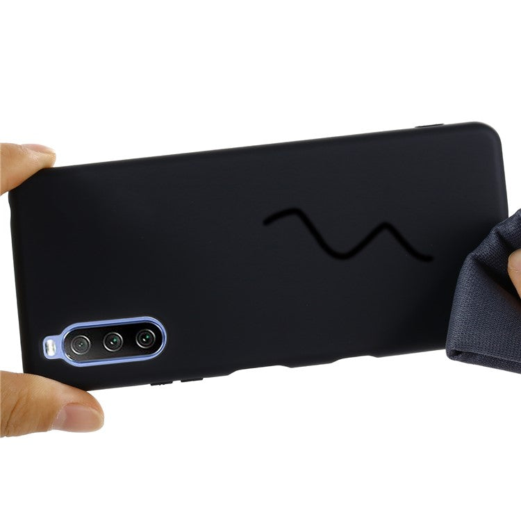 Solid Color Well-Protected Liquid Silicone Phone Protective Shell with Strap for Sony Xperia 10 III 5G - Black