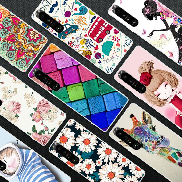 Full Protection Flexible TPU Phone Cover Case with Pattern Printing for Sony Xperia 1 III 5G - Daisy