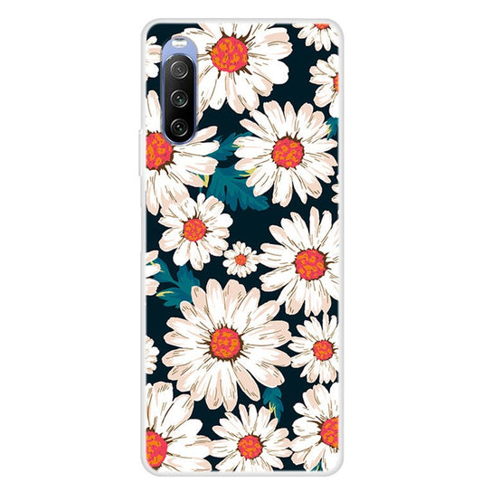 Full Protection Pattern Printing Flexible TPU Phone Cover Case for Sony Xperia 10 III 5G - Little Daisies