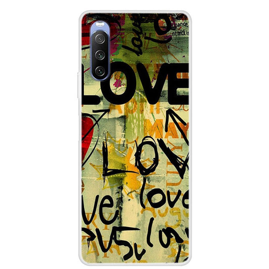 Pattern Printing TPU Phone Back Case for Sony Xperia 10 III 5G - Love