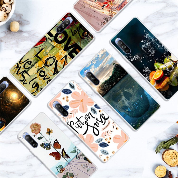 Pattern Printing TPU Phone Back Case for Sony Xperia 10 III 5G - Love