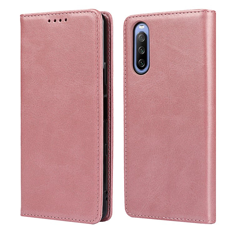 Magnetic Auto-absorbed Wallet Stand Leather Phone Case for Sony Xperia 10 III 5G - Rose Gold