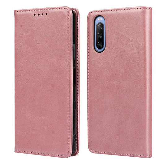 Magnetic Auto-absorbed Wallet Stand Leather Phone Case for Sony Xperia 10 III 5G - Rose Gold