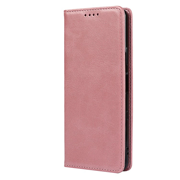 Magnetic Auto-absorbed Wallet Stand Leather Phone Case for Sony Xperia 10 III 5G - Rose Gold