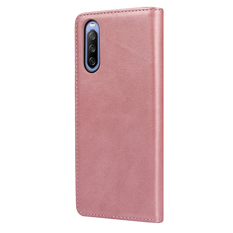 Magnetic Auto-absorbed Wallet Stand Leather Phone Case for Sony Xperia 10 III 5G - Rose Gold