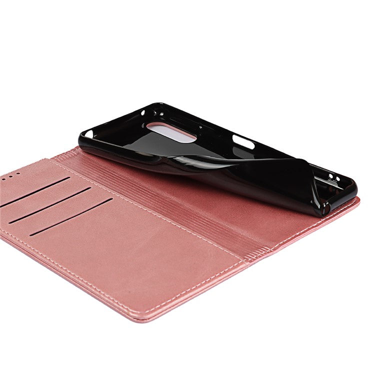 Magnetic Auto-absorbed Wallet Stand Leather Phone Case for Sony Xperia 10 III 5G - Rose Gold