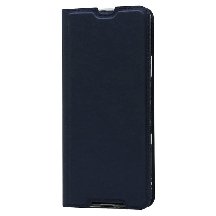 PU Leather Auto-absorbed Cell Phone Cover Stand Case with Card Slot for Sony Xperia 10 III 5G - Blue