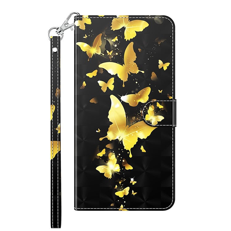 Pattern Printing Wallet Leather Protector Cover for Sony Xperia 1 III 5G - Gold Butterfly