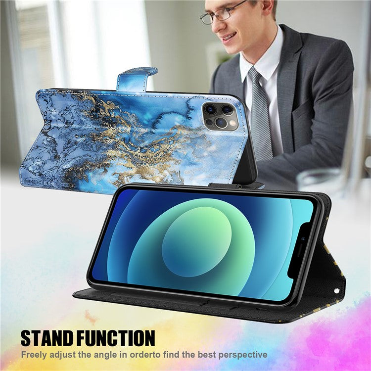 Pattern Printing Wallet Leather Protector Cover for Sony Xperia 1 III 5G - Marbling Pattern