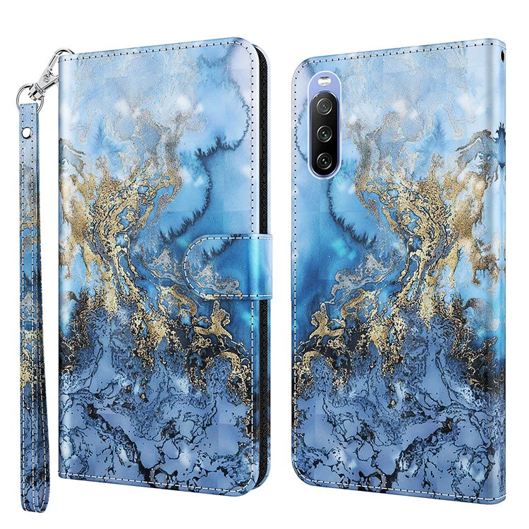 Pattern Printing Wallet Leather Protector Cover for Sony Xperia 10 III 5G / Xperia 10 III Lite - Marbling Pattern
