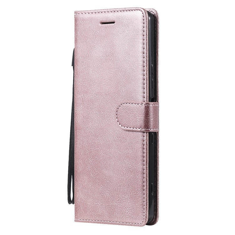 KT Leather Series-2 Wallet Stand Leather Phone Cover with Strap Casing for Sony Xperia 1 III 5G - Rose Gold