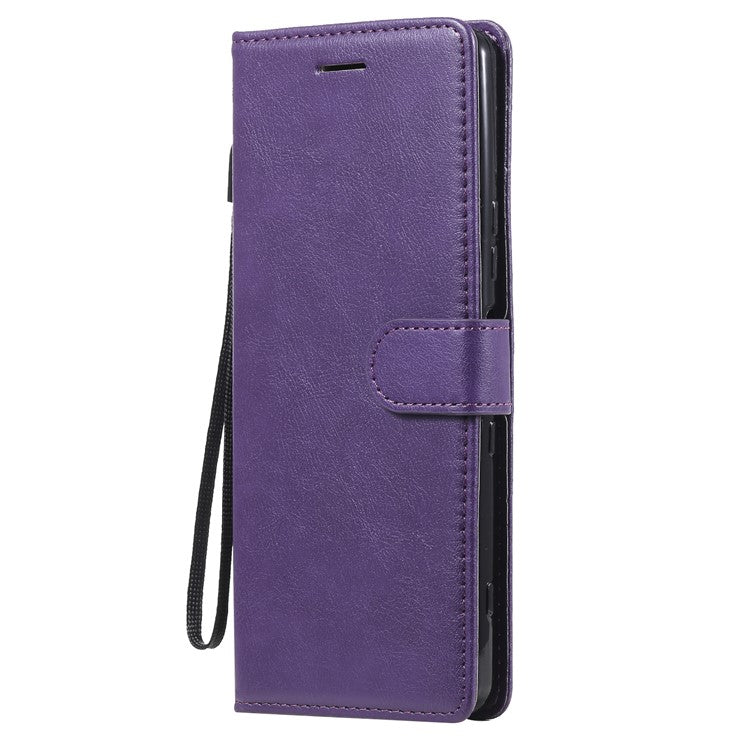 KT Leather Series-2 Wallet Stand Leather Phone Cover with Strap Casing for Sony Xperia 1 III 5G - Purple