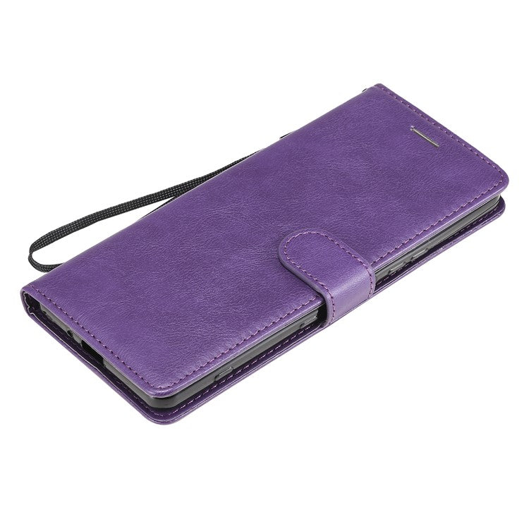 KT Leather Series-2 Wallet Stand Leather Phone Cover with Strap Casing for Sony Xperia 1 III 5G - Purple