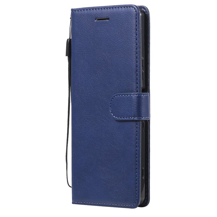 KT Leather Series-2 Wallet Stand Leather Phone Cover with Strap Casing for Sony Xperia 1 III 5G - Blue