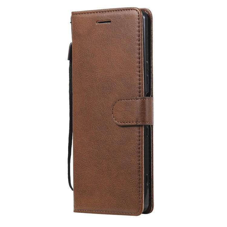 KT Leather Series-2 Wallet Stand Leather Phone Cover with Strap Casing for Sony Xperia 1 III 5G - Brown