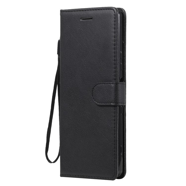 KT Leather Series-2 Wallet Stand Leather Phone Cover with Strap Casing for Sony Xperia 1 III 5G - Black