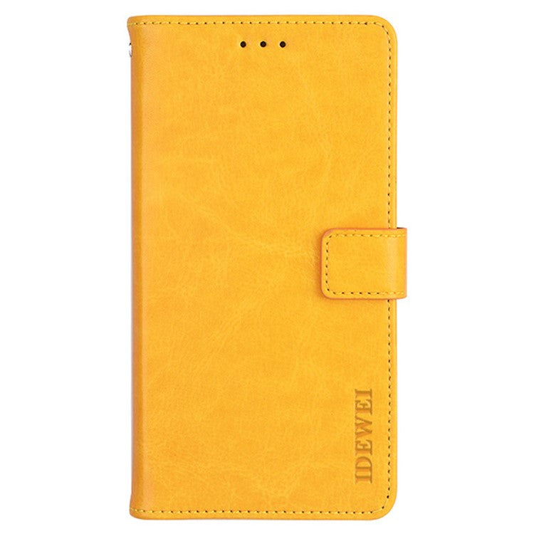IDEWEI Crazy Horse Texture Stand Wallet Design Folio Flip Leather Phone Shell Case for Sony Xperia 1 III 5G - Yellow