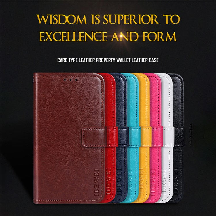 IDEWEI Crazy Horse Texture Stand Wallet Design Folio Flip Leather Phone Shell Case for Sony Xperia 1 III 5G - Yellow