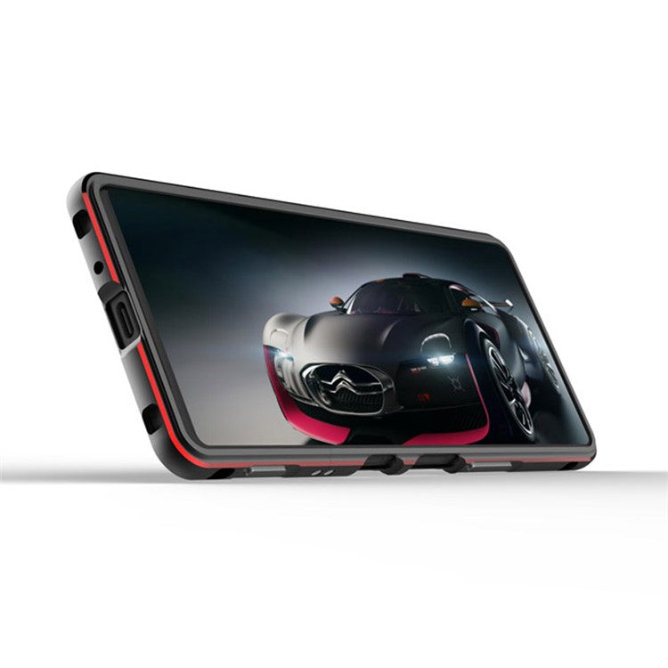 Polar Lights Style Metal Bumper Case Cover +Camera Lens Ring Protector for Sony Xperia 1 III 5G - Black / Silver