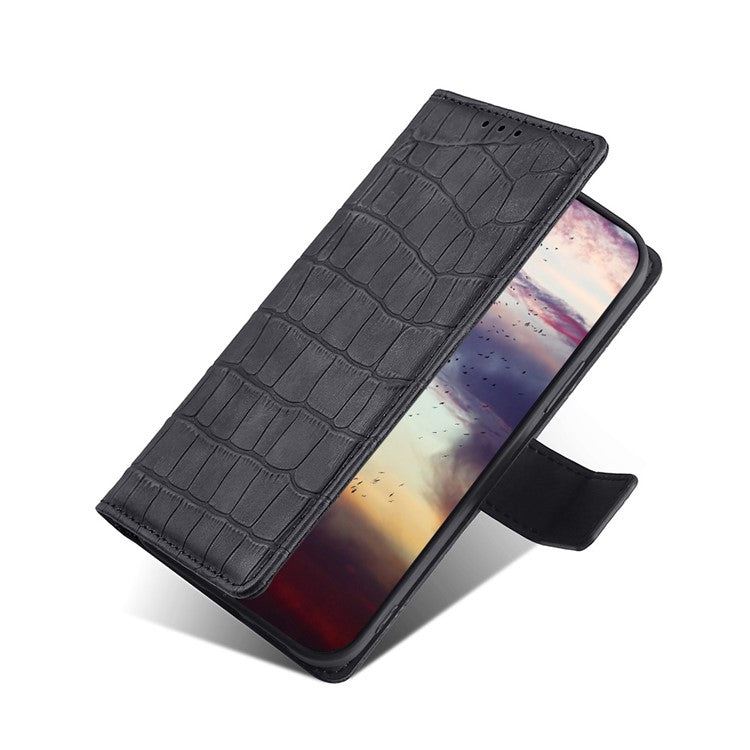Crocodile Texture Practical Stand Wallet Leather Case Shell Phone Cover for Sony Xperia 1 III 5G - Black