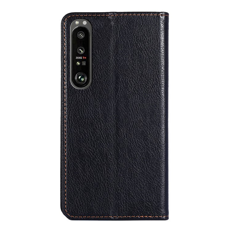 PU Leather Folio Flip Stand Wallet Phone Cover Protector for Sony Xperia 1 III 5G - Black