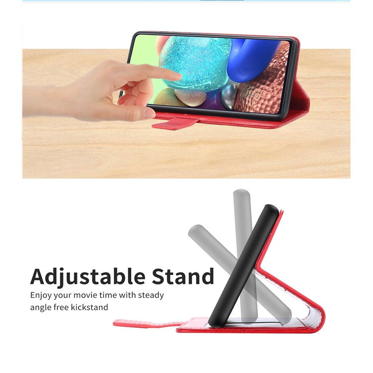 For Sony Xperia 1 III 5G Y-shaped Line Imprinting Shock-absorbed PU Leather Phone Wallet Shell Stand Cover - Red