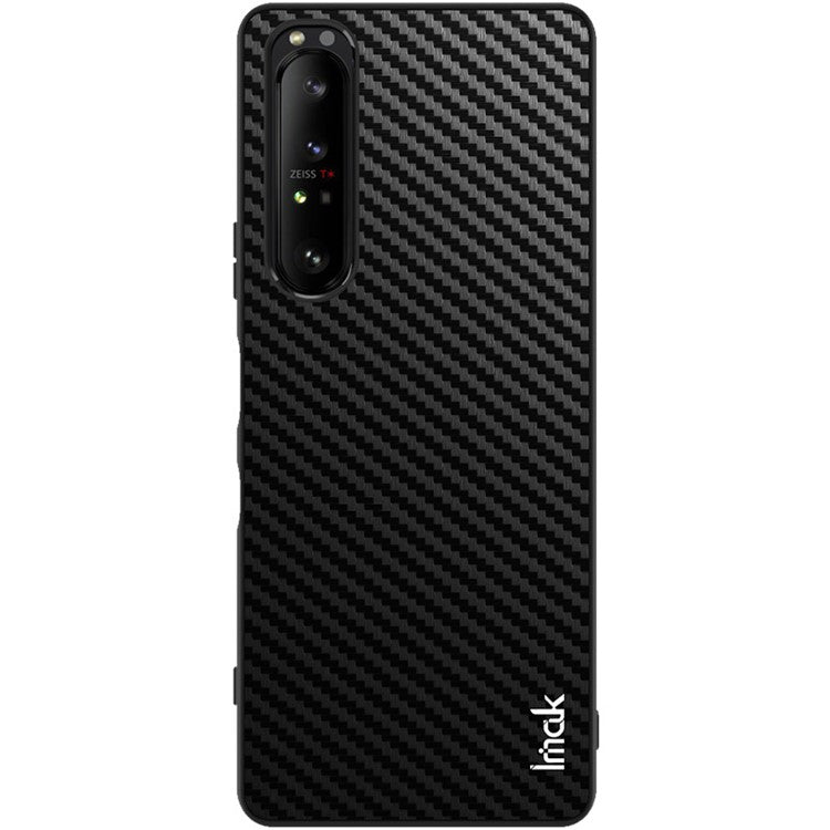IMAK LX-5 Series PU Leather Coating Hard PC + Soft TPU Fall Protection Hybrid Cover Phone Case with Screen Protector for Sony Xperia 1 III 5G - Carbon Fiber Texture