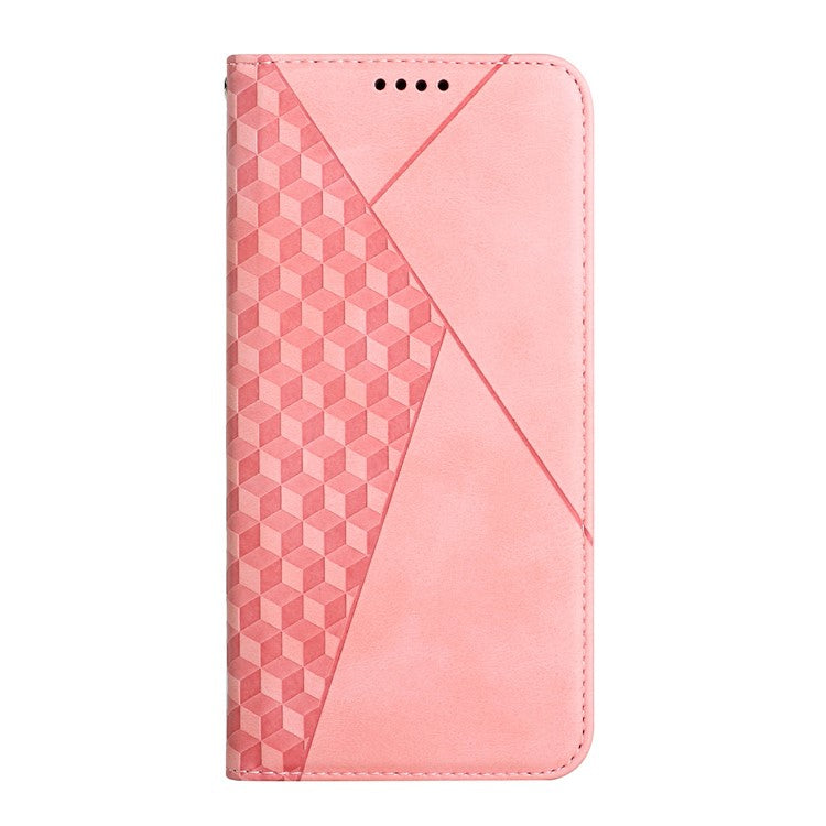 For Sony Xperia 1 III 5G Rhombus Pattern Imprinted Folio Flip Wallet Case Full Body Protection Stand Magnetic Absorption Phone Cover - Rose Gold